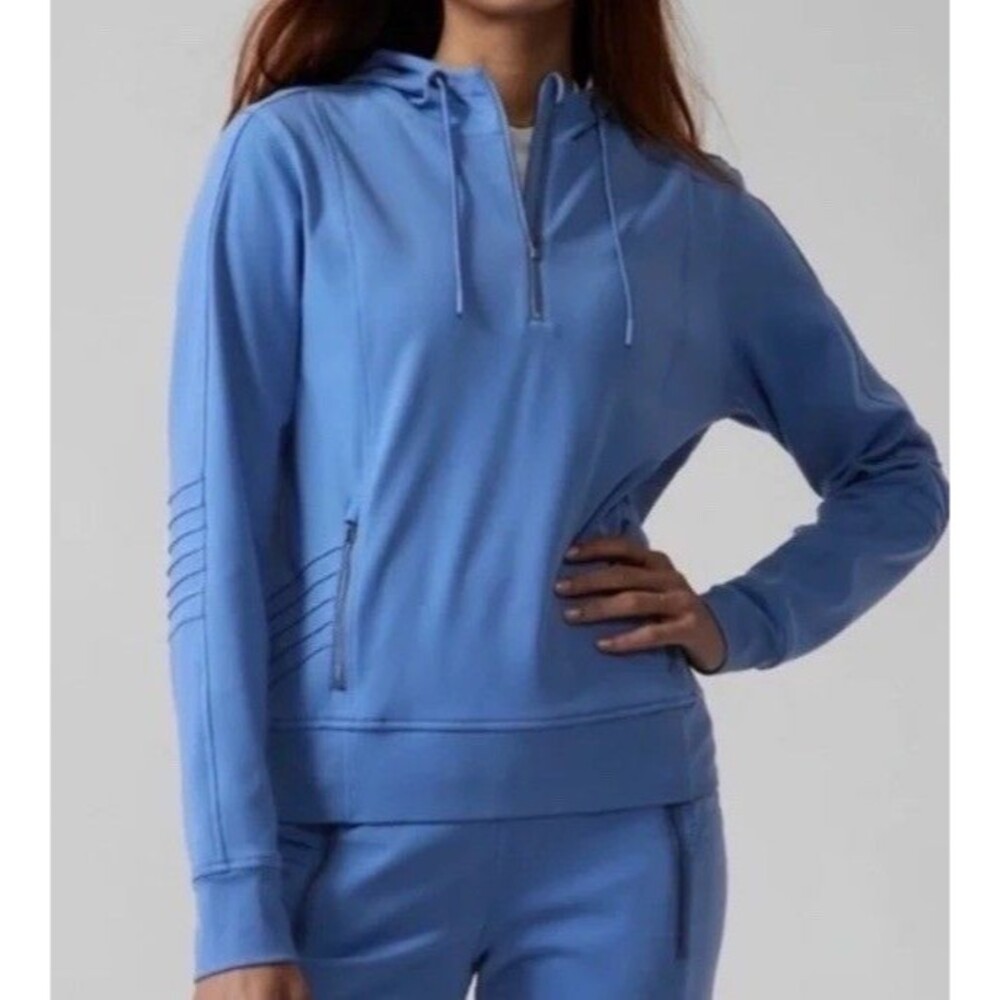 Athleta Jacket Size Small Blue Pull Over Hooded Zip